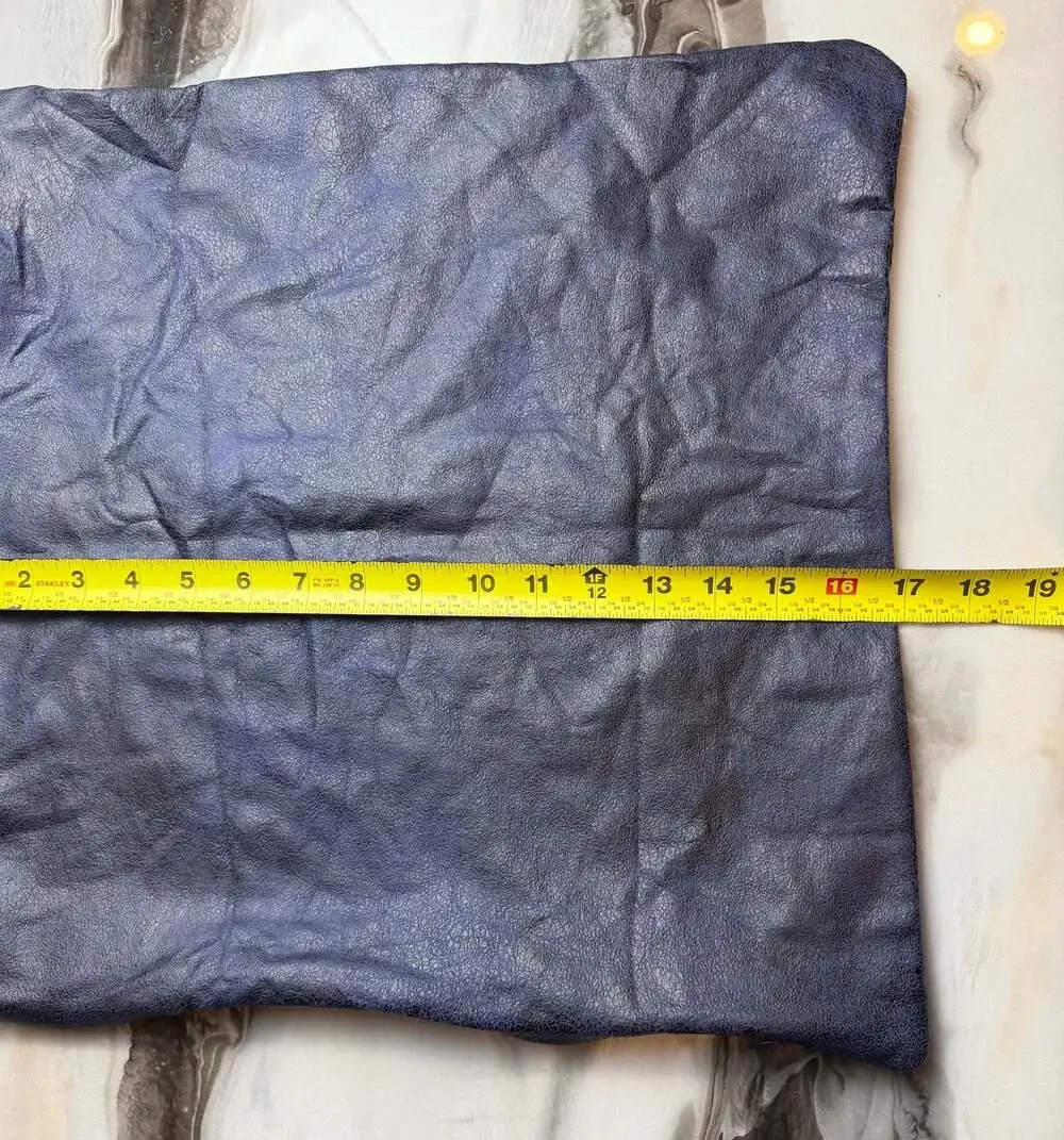 Faux Leather Pillow Cover, 17.5”x 16.5” Navy Blue